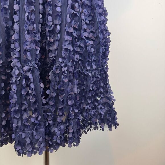 Anthropologie * Somerset Mini Dress Floral Appliqué Navy Blue Textured Mini Dres - Picture 5 of 11